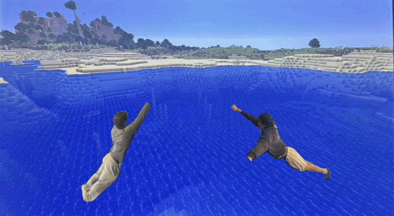 alex and keyshawn racing toward a tropical beach